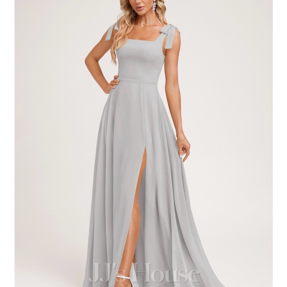 JJs House Light Gray Maxi Dress with Slit